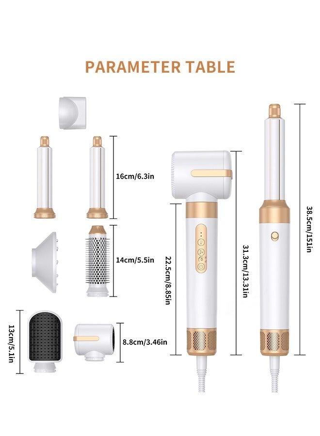 مجموعة أدوات تصفيف الشعر 7 في 1، فرشاة تجفيف الشعر، 1400 واط، أداة تجعيد الشعر بالهواء الساخن مع عصا فرد وتجعيد، مجفف شعر أيوني بمحرك 110000 دورة في الدقيقة لأنواع شعر النساء - Image 5